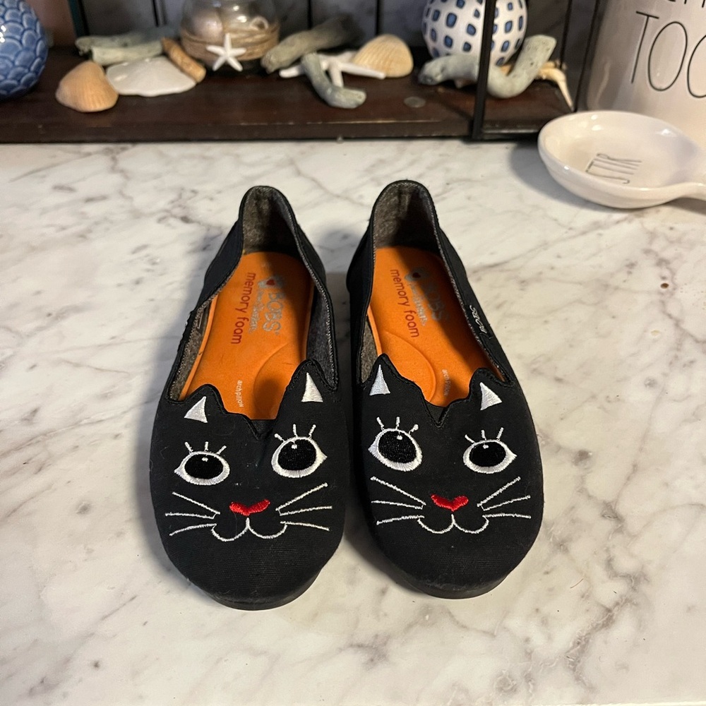 Skechers BOBS Black Cat Slip-On Shoes - Picture 2 of 8